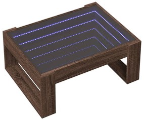Barna tölgy végtelen hatású LED-es dohányzóasztal 70x53x30 cm