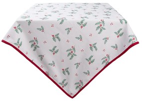 Karácsonyi pamut asztalterítő szarvasos, magyal mintás Holly Christmas / 100*100 cm