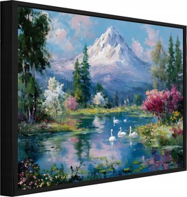 Vászonkép Fekete Keretben Hegyek Természet Erdő Nappali Hálószoba 60x40