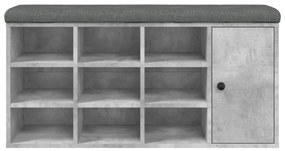 betonszürke szerelt fa cipőtároló pad 102 x 32 x 50 cm