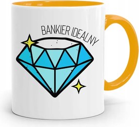 Bankárnak Sárga Bögre Születésnapi Ajándék fényképes nyomtatással