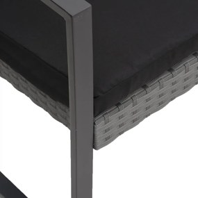 2 db sötétszürke polyrattan kerti étkezőszék