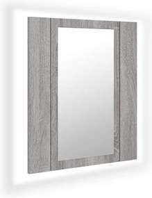 szürke sonoma szerelt fa tükrös szekrény LED-del 40x12x45 cm