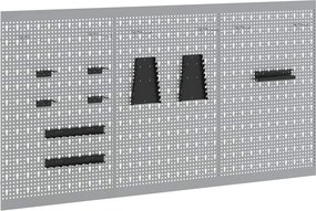 vidaXL Szerszámfal Panel 3 pcs Szürke 150 x 1 x 80 cm
