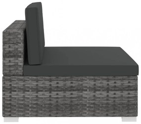 3 részes szürke polyrattan kerti kanapészett párnákkal