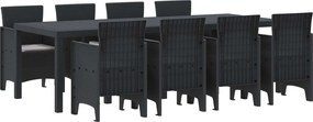 vidaXL Kert étkező szett 9 pcs Antracit Polipropilén