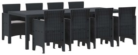 vidaXL Kert étkező szett 9 pcs Antracit Polipropilén