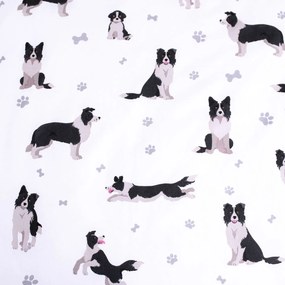 3D Pamut ágynemű BORDER COLLIE fehér, 100% pamut Ágyneműhuzat mérete: 70 x 90 cm | 140 x 200 cm