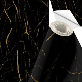 Öntapadós Fali Tapéta tekercsben ragasztóval Fekete-arany Márvány 5m x 60cm