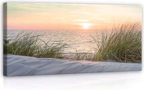 Vászonkép 115x55 Naplemente tenger tengerpart homok nyugalom természet színek