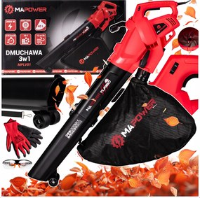 Elektromos Levélfúvó Aprítóval Levélporszívó 3az1ben 3000W