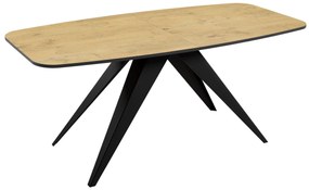 Asztal Oswego 115Lándzsa tölgy, Fekete, 76x80x160cm, Hosszabbíthatóság, Laminált forgácslap, Fém