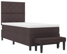 Box Spring Ágy Matrac és Pad Sötétbarna 100x200 cm Szövet