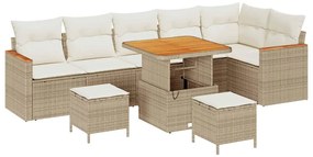 vidaXL Kerti Kanapé Szett párnával 9 pcs Bézs Poli rattan