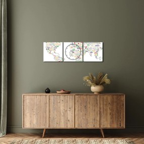 Kép - Képes térkép (órával) (90x30 cm)