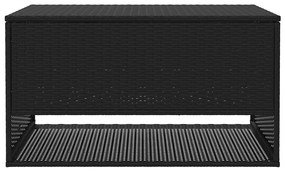 Fekete polyrattan kültéri párna doboz 100x55x55,5 cm