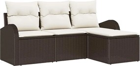 vidaXL Kanapé Szett párnával tárolóval 4 pcs Barna és fehér polirattan