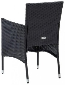 7 részes fekete polyrattan kerti étkezőgarnitúra párnákkal