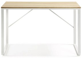 Lisbet fehér íróasztal fa dekoros asztallappal - Kave Home