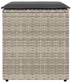 2 db világosszürke polyrattan kerti szék párnával 40x40x43 cm