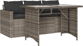 vidaXL 2 részes szürke polyrattan kerti étkezőgarnitúra párnákkal