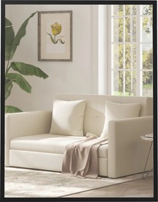 HOMCOM téglalap alakú fali tükör 70 x 90 cm, fekete MDF keret — Ideális fürdőszobába, nappaliba vagy hálószobába | Aosom