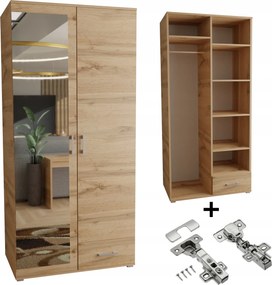 Gardróbszekrény 80CM sonoma fehér tükör csendes házzal