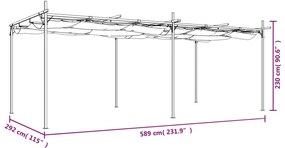 krémszínű pergola behúzható tetővel 589 x 292 x 230 cm