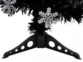 fekete száloptikás karácsonyfa LED-es hópelyhekkel 64 cm