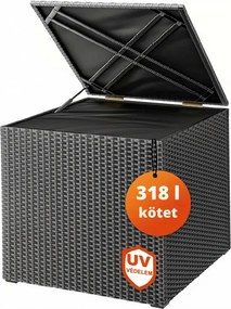 RICCO polyrattan tárolódoboz, 318L, 75x75x70 cm, fekete Casaria
