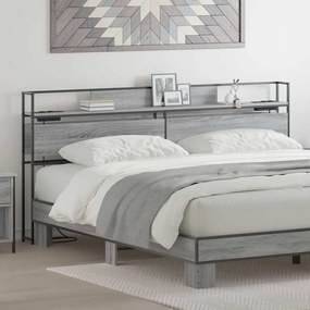 Tároló fejtámla polcokkal Szürke sonoma 200 cm Faanyag