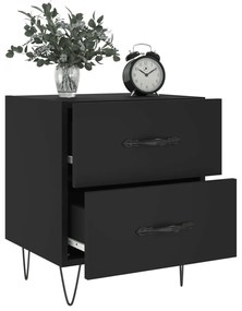 2 db fekete szerelt fa és vas éjjeliszekrény 40 x 35 x 47,5 cm