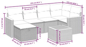 7 részes fekete polyrattan kerti ülőgarnitúra párnával