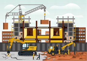 Flizelin fotótapéta Építés modern belső tér építési terület 300x210 +ragasztó