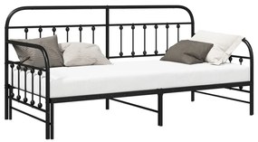 Napágy Keret Dívánnal Fekete 90x190 cm Acél