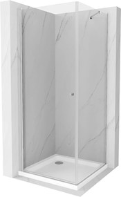 Mexen Pretoria zuhanykabin 70 x 70 cm, átlátszó, króm + lapos zuhanytálca, 852-070-070-01-00-4010