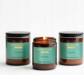 Szójagyertya Viasz Citronella citromfű 3 Db-os Szett tégelyben
