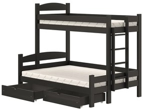 Emeletes ágy fiokokkal Lovic - fekete, 90x200/120x200, Oldal jobb