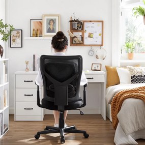 Irodai ergonomikus szék, állítható deréktámasszal és kartámasszal, fekete