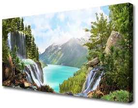 Vászonkép Mountain Waterfall Bay 100x50 cm