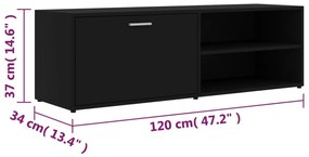 fekete szerelt fa TV-szekrény 120 x 34 x 37 cm