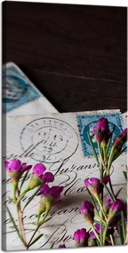 Vászonkép Levelek Lila Virágok Vintage 40x80