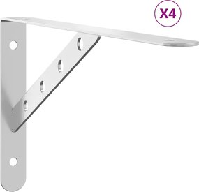 vidaXL 4 db ezüstszínű rozsdamentes acél polctartó 30x2,5x15,5 cm
