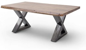 CARTAGENA dohányzó asztal akácfa 110x70cm - X alakú antikolt lábbal - Dió