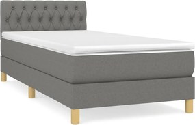 vidaXL sötétszürke szövet rugós ágy matraccal 90 x 200 cm