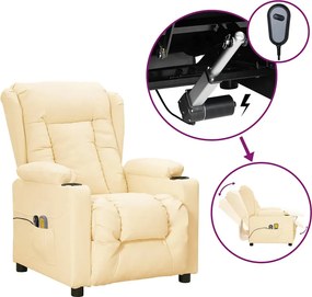 vidaXL krémszínű műbőr elektromos masszázsfotel