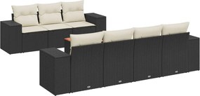 vidaXL 8 részes fekete polyrattan kerti ülőgarnitúra párnákkal