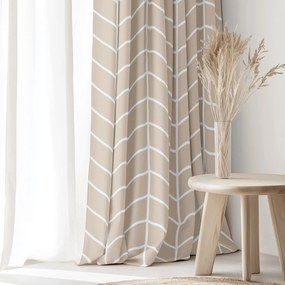 Goldea pamut függöny - fehér cikkcakk bézsen 220x150 cm