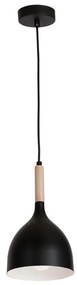 Csillár zsinóron NOAK WOOD 1xE27/15W/230V fekete/bükkfa
