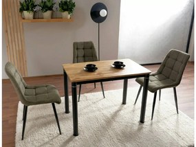 Fekete DAMAR étkezőasztal 100x60 cm, tölgy artisan dekorációval